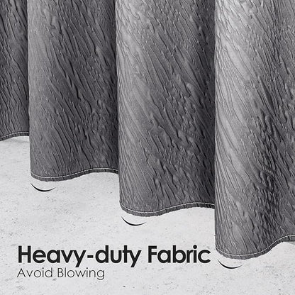 MitoVilla Grey Ombre Fabric Shower Curtain 72 x 78, Farmhouse Long Modern Geometric Cloth Shower Curtain for Bathroom Decor, Luxury Marble Textured, 78 inch Long