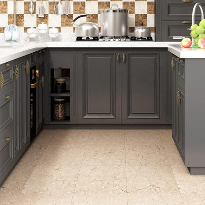 Livelynine 16-Pack Peel and Stick Tiles Floor Tile Waterproof Bathroom Self Adhesive Floor Tiles for Kitchen Basement Bedroom Sticky Vinyl Flooring Gold Canyon Marble Laminate Flooring Linoleum 12X12