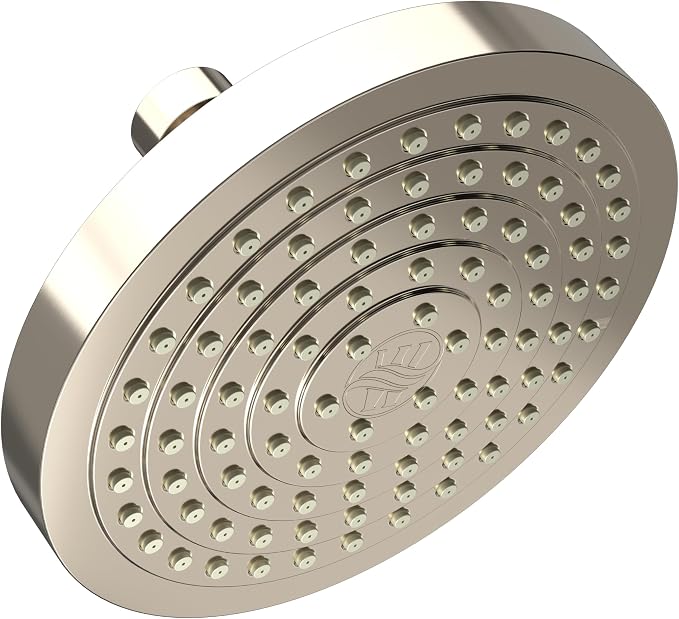 Winthorpe Conservation Rain Shower Head, Brushed Nickel, Round, Low Flow, High Pressure, 1.8 GPM Water Saving, 360 Degree, Eco and Energy Efficient Rainfall Showerhead
