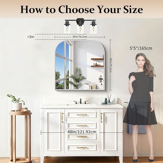 COFENY Bathroom Mirror, 30x30 inch Silver Square Wall Mounted Mirror with Thin Frame, Bathroom Vanity Mirrors for Over Sink, Entryway, Living Room, Bedroom