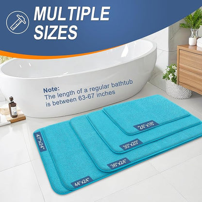 OLANLY Memory Foam Bathroom Runner Rugs 44x24, Absorbent Long Mat, Aqua Sky | Soft Quick Dry Bath Rugs, Non-Slip Carpet, Machine Washable Mat for Bathroom Floor, Tub and Shower, Home Decor Accessories