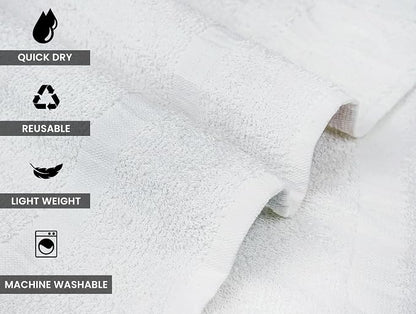 ZUPERIA White Bath Towels Bulk 12 Pack (22 x 44 Inches) - 100% Cotton Economy Light Weight Towels for Commercial Use - Quick Dry, Ultra-Soft, and Absorbent Bulk Towels