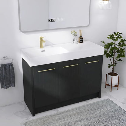 48 Inch Freestanding Bathroom Vanity,48" Bathroom Vanity with Sink,Modern Single Sink Bathroom Vanity Combo,Black Floor Stand Cabinet Set