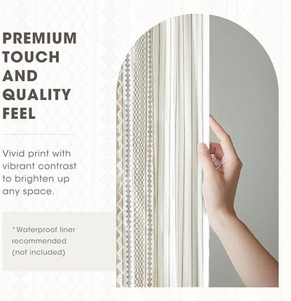 INK+IVY Imani Tufted Chenille 100% Cotton Shower Curtains Machine Washable, Modern Home Bathroom Décor Bathtub Privacy Screen, 72" x 72", Ivory | Machine Washable, Boho Tufted Chenille Modern Home Bathroom Decor, Bathtub Privacy Screen, OEKO-TEX Certified