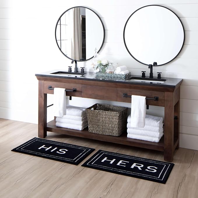 Mohawk Home Hers Casual Novelty; Solid Black 1' 5" X 2' Bath Mat Perfect for Bathroom