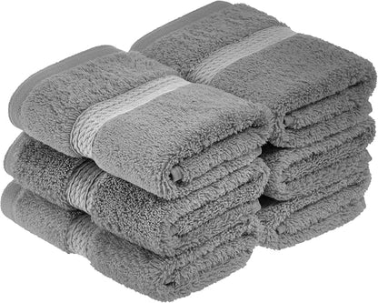 Superior Egyptian Cotton Plush & Absorbent, Face Towel Set of 6, Charcoal | Quick Dry, Soft Luxury Towel Set, Bath Essentials for Bathroom, Guest Bath, Spa, 2 Piece Face, Madeline Towels