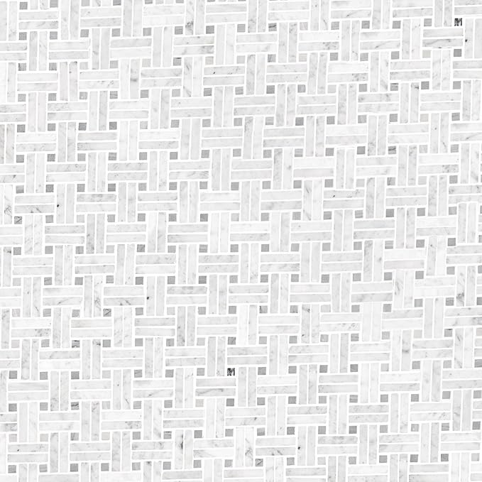 MSI Carrara White Marble Basketweave Tile for Kitchen Backsplash, for Bathroom, Accent and Shower Wall Tile, Mesh-Mounted Mosaic Tile, (10.3 sq. ft, 10 Pieces per case)