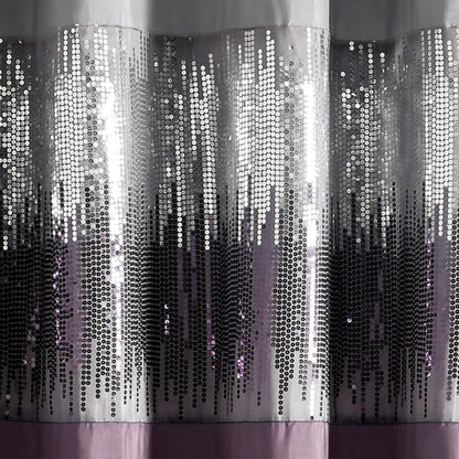 Lush Decor Night Sky Window Curtain Panel, Single 100"W x 84"L Purple & Gray - Sequin Backdrop Curtain - Extra Wide Curtains - Sliding Door Curtain