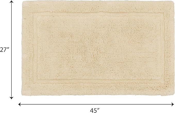 Jean Pierre New York Lydia Border 100% Cotton Bath Mat - Non-Slip Bath Rug - Ivory - 27"x45"