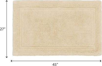 Jean Pierre New York Lydia Border 100% Cotton Bath Mat - Non-Slip Bath Rug - Ivory - 27"x45"