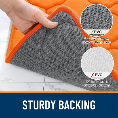 OLANLY Memory Foam Bath Mat Rug 30x20, Ultra Soft and Absorbent Bathroom Rugs, Non-Slip, Comfortable, Machine Washable Bath Carpet for Bathroom Floor, Tub, Shower and Home Decor Accessories, Orange