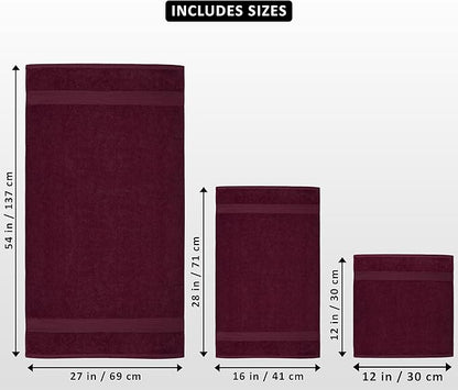 Utopia Towels 8 Piece Luxury Towel Set – Majestic Plush, Super Absorbent & Quicker-to-Dry, Thick 100% Ring Spun Cotton Towels for Bathroom, Spa & Hotel – 2 Bath, 2 Hand, 4 Washcloths, Burgundy
