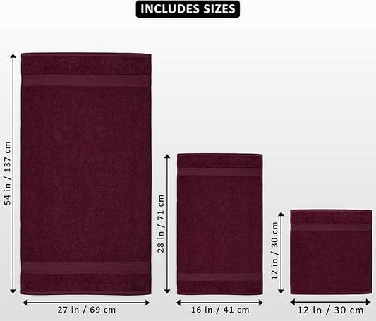 Utopia Towels 8 Piece Luxury Towel Set – Majestic Plush, Super Absorbent & Quicker-to-Dry, Thick 100% Ring Spun Cotton Towels for Bathroom, Spa & Hotel – 2 Bath, 2 Hand, 4 Washcloths, Burgundy