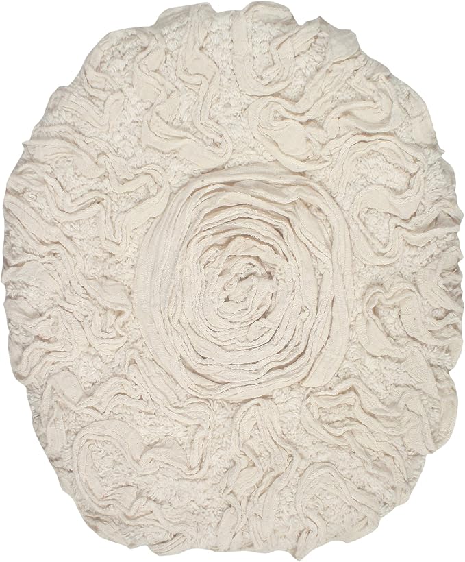 Home Weavers Bell Flower Toilet Lid Cover – 18"x18", 100% Cotton Tufted, Soft & Absorbent, Non-Slip, Machine Washable Bathroom Seat Cover, Ivory