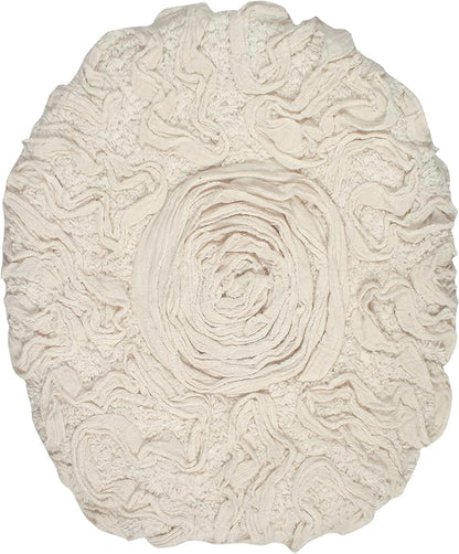 Home Weavers Bell Flower Toilet Lid Cover – 18"x18", 100% Cotton Tufted, Soft & Absorbent, Non-Slip, Machine Washable Bathroom Seat Cover, Ivory