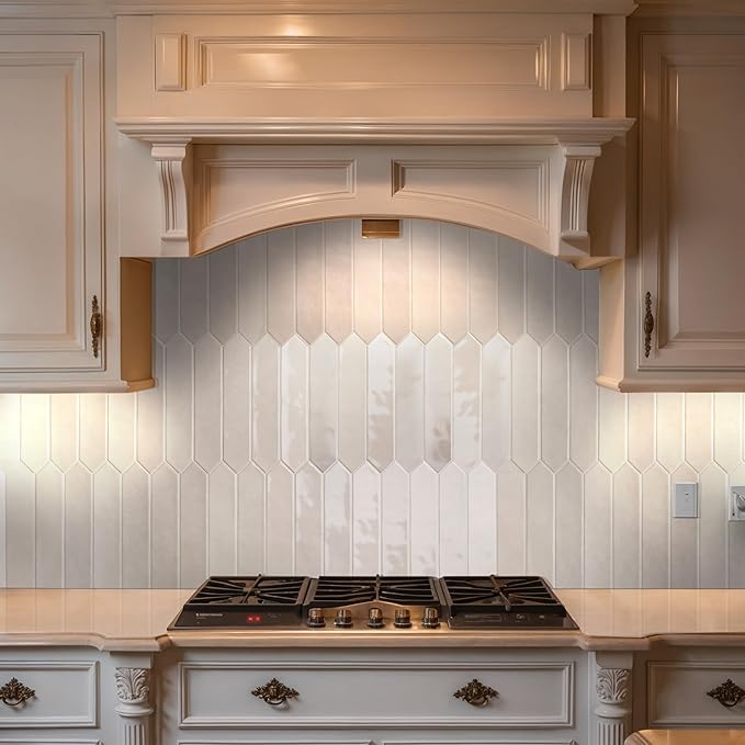 MSI Renzo Dove 2.5 Inch x 13 Inch Glossy Ceramic Picket Wall Tile for Bathroom, Kitchen Backsplash, Accent Tile, and Shower Wall