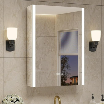 24 x 30 Inch Medicine Cabinet with Mirror and LED Light for Bathroom | Recessed, Wall-Mounted, Dimmable, Anti-Fog, Memory Function, 3 Color Mode, Outlet&USB, Adjustable Shelf, ETL Listed, Aluminum