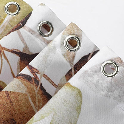 Brown Eucalyptus Shower Curtain, Watercolor Floral Print, 72x96 | Watercolor Plant Leaves Floral Print, Extra Long Waterproof Fabric Bathroom Decor, Machine Washable, Rustproof Grommets