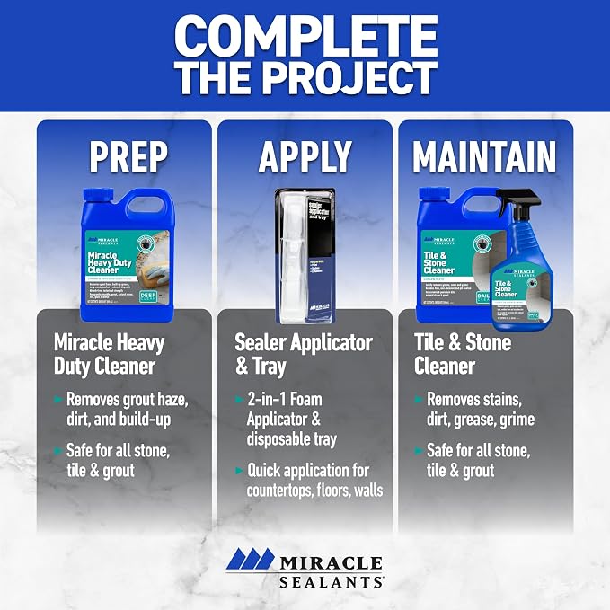 Miracle Sealants Tile & Stone Cleaner Concentrate, pH Neutral, Gallon | Low-odor, low VOC. Safe daily cleaning for ceramic & porcelain tile, natural stone & grout; won't strip sealer. Concentrate.