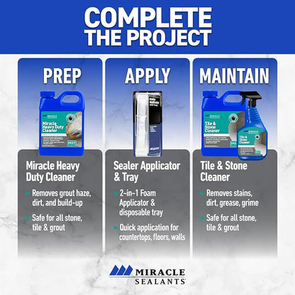 Miracle Sealants Tile & Stone Cleaner Concentrate, pH Neutral, Gallon | Low-odor, low VOC. Safe daily cleaning for ceramic & porcelain tile, natural stone & grout; won't strip sealer. Concentrate.