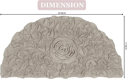 Home Weavers Bell Flower Collection 100% Cotton Tufted Bath Rugs, Extra Soft and Absorbent Bath Rugs, Non-Slip Bath Mats, Machine Washable, Bath Mats for Bathroom Floor, 17"x30" Slice Rug, Linen