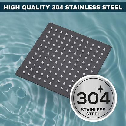 Midanya Square Rain Shower Head,High Pressure,Matte Black 10 Inch | 360°Swivel,Ceiling or Wall Mount,Waterfall Full Body Coverage,Bathroom Remodel,Stainless Steel Large Rainfall Shower Head