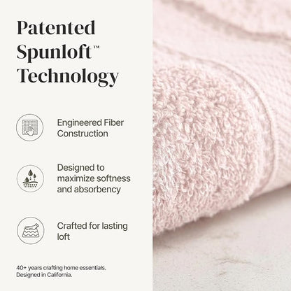 Modern Threads - Spun Loft 6-Piece 100% Combed Cotton Towel Set - Bath Towels, Hand Towels, & Washcloths - Super Absorbent & Quick Dry - 600 GSM - Soft & Plush, Blush