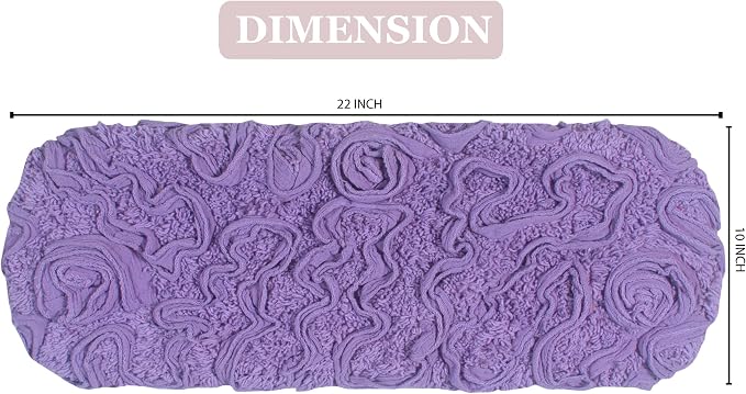 Home Weavers Bell Flower Toilet Tank Lid Cover – 10"x22", 100% Cotton, Tufted, Soft & Absorbent, Non-Slip, Machine Washable Bathroom Décor, Purple