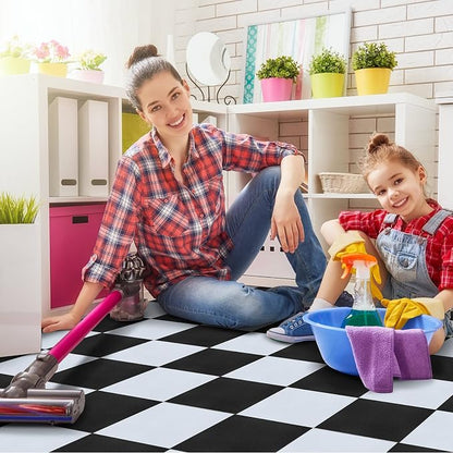 Spiareal 48 Pieces Peel and Stick Floor Tiles Vinyl Flooring 12 x 12 Inch Stick on Floor Tile Self Adhesive Waterproof DIY for Bathroom Kitchen Bedroom Living Room(Plaid)