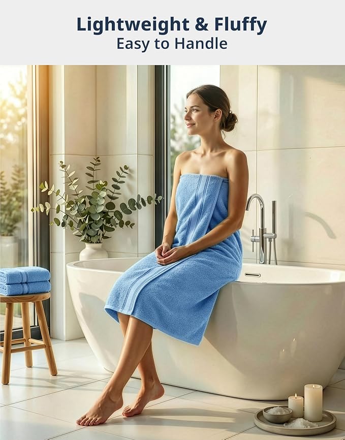 LANE LINEN Large Bath Towel Set Absorbent Quick Dry 100% Cotton - Allure | Cotton Towels - Fade-Resistant Color, Classic Terry Weave, Densely Woven, Coordinated Colors, Dobby Border Accent