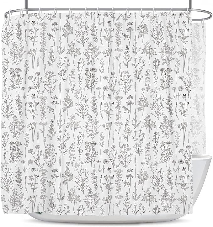 Coxila Vintage Floral Shower Curtain Extra Wide Large Long Clawfoot Tub Wrap Around Flower Retro Farmhouse Rustic Botanical Spring Country Cottage Bathroom 180 x 70 Inch Polyester Fabric 31 Pack Hooks