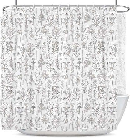 Coxila Vintage Floral Shower Curtain Extra Wide Large Long Clawfoot Tub Wrap Around Flower Retro Farmhouse Rustic Botanical Spring Country Cottage Bathroom 180 x 70 Inch Polyester Fabric 31 Pack Hooks