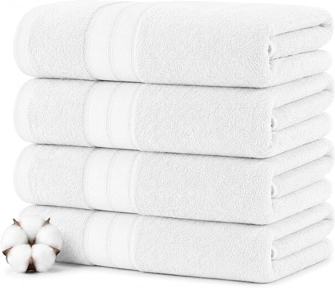 Modern Threads 4-Pack SpunLoft Bath Sheet White 35x66