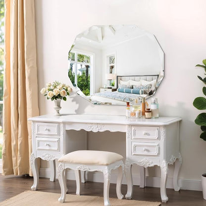 GLASHOM Frameless Bathroom Mirror, 30x36 inch Vanity Mirror Beveled Edge Wall Mounted, Modern Frameless Mirror for Bathroom, Living Room, Entryway Mirror Horizontal or Vertical