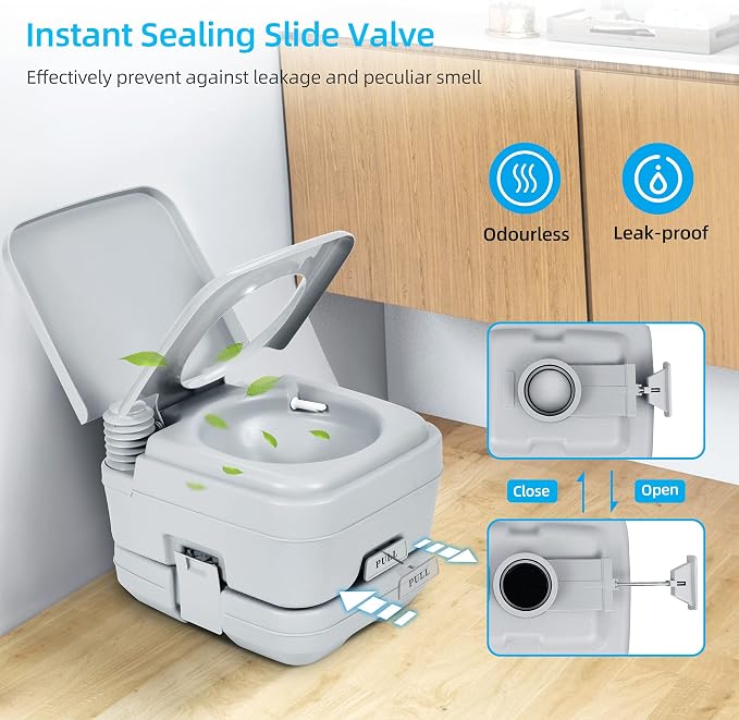 YITAHOME 2.6 Gallon Portable Toilet for Camping | RV Travel Potty with Press Flush Pump, Anti-leak Seal Ring for Travel, Boating, Hiking, Trips