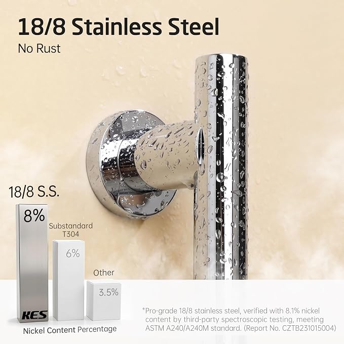 KES Adjustable Shower Head with Slide Bar, Handheld Shower Head Holder 5 Function with Extra Long Hose System Set, Wall Mount 18/8 Stainless Steel Polished Finish, F204-PS-C1