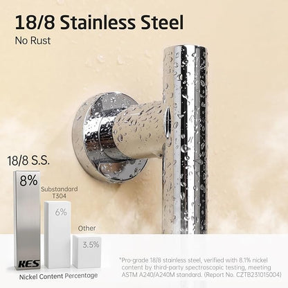KES Adjustable Shower Head with Slide Bar, Handheld Shower Head Holder 5 Function with Extra Long Hose System Set, Wall Mount 18/8 Stainless Steel Polished Finish, F204-PS-C1