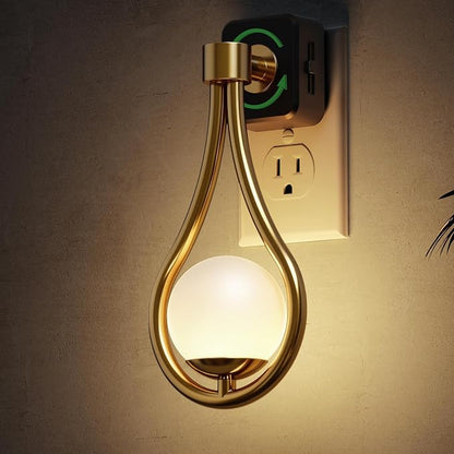 L LOHAS LED Night Lights Plug Into Wall, Dusk to Dawn Sensor | Soft White 3000K Nightlight, 0-100LM Adjustable Brightness 330°Rotating Plug in Night Light Bathroom Hallway Bedroom Stairway