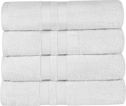 Superior Ultra-Soft 4-Piece Cotton Bath Towel Set, Home Essentials Includes 4 Bath Towels, Absorbent Towels for Daily Use, Guest/Master Bathroom Decor, Shower Basics, Quick Dry - Silver