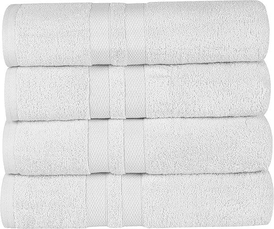 Superior Ultra-Soft 4-Piece Cotton Bath Towel Set, Home Essentials Includes 4 Bath Towels, Absorbent Towels for Daily Use, Guest/Master Bathroom Decor, Shower Basics, Quick Dry - Silver