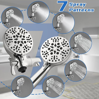 Dual Shower Faucet Set With Tub Spout - Complete Combo System With Handheld and Head - Trim Kit Chrome Polished Fixtures