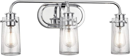 KICHLER Braelyn 24" 3 Light Vanity Light with Clear Seeded Glass Chrome
