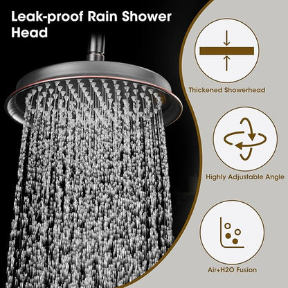 Rain Shower Head with Handheld Spray, Rainfall Shower System with Rough-in Valve, Shower Faucet Set, 9 Inch Luxury Shower Trim Kit Wall Mount, Oil Rubbed Bronze