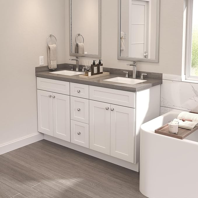 Furinno Shaker Bath Vanity Cabinet Without Top, Ready to Assemble, 21 D x 30 W x 34.5 H, White