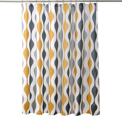 Lush Decor Mid Century Geo Shower Curtain, 72" x 72", Gold & Gray