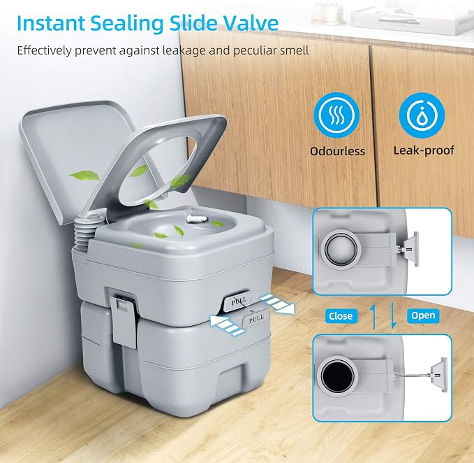 YITAHOME Portable Toilet Travel RV Potty | 5.3 Gallon Detachable Waste Tank for Effortless Cleaning, Press Flush Pump, for Camping, Boating, Hiking, Trips