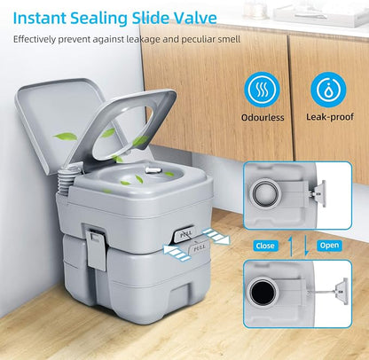 YITAHOME Portable Toilet Travel RV Potty | 5.3 Gallon Detachable Waste Tank for Effortless Cleaning, Press Flush Pump, for Camping, Boating, Hiking, Trips
