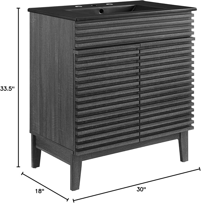 Modway Render 30" Bathroom Vanity with Sink in Charcoal Black