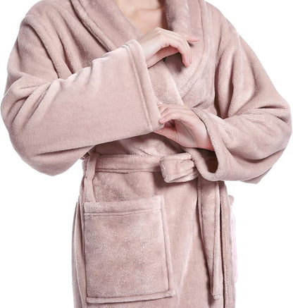 Fluffy Soft Robes for Women, Warm Fleece Womens Robe, Cozy Bathrobe | Plush Bathrobe for Women, Long Fuzzy Lightweight Bath Robe with Pockets for Shower Spa Hotel House Pool
