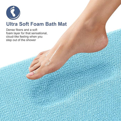 OLANLY Thick Memory Foam Bathroom Rugs 36x24, Absorbent Bath Mat, Sky Blue | Soft Quick Dry Bath Rugs, Non-Slip, Machine Washable Carpet for Bathroom Floor, Tub and Shower, Home Decor Accessories